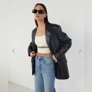 Oak + Fort Vegan Leather Blazer - Black L